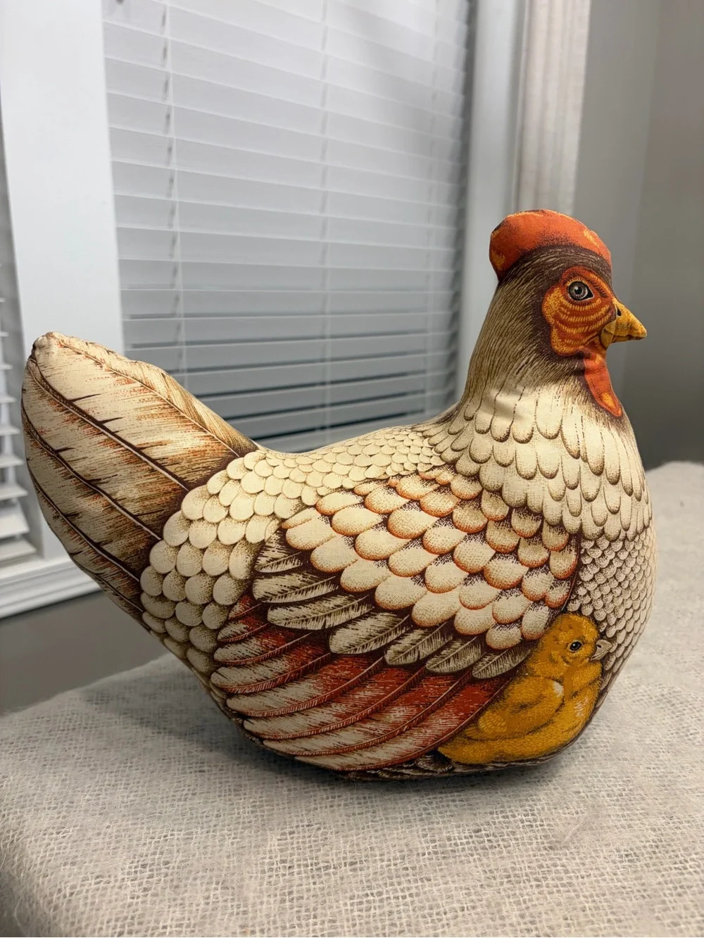 Stuffed Chicken Hen with Baby Chick Farmhouse Thanksgiving Fall Vintage Pillow